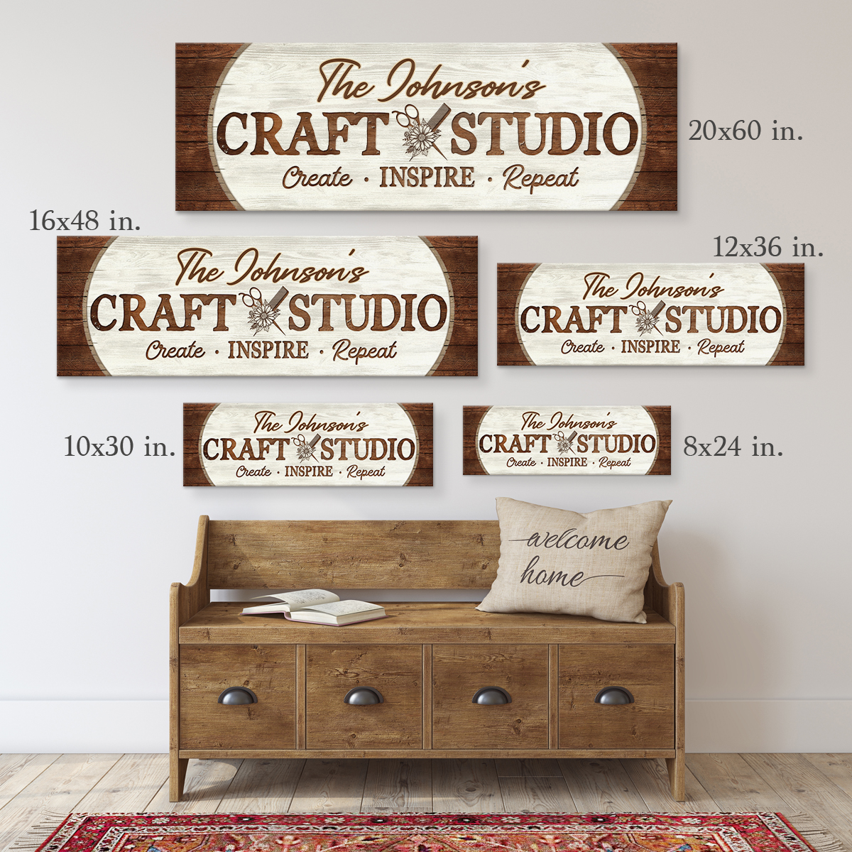 Personalized Craft Studio Canvas Sign, Vintage Craft Studio Decor, Rustic Name Craft Studio Sign, Craft Room Sign 1 Personalized Craft Studio Canvas Sign, Vintage Craft Studio Decor, Rustic Name Craft Studio Sign, Craft Room Sign
