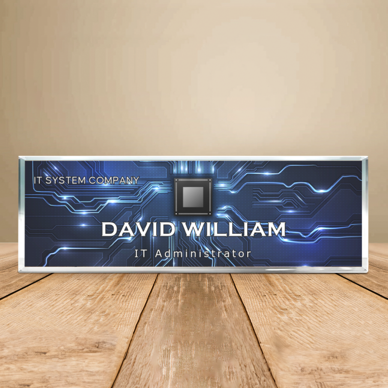 Personalized IT Professional Acrylic Desk Name Plate, Corporate Office Name Plate Acrylic, Personalized Cybersecurity IT Administrator Desk Plaque, Tech Desk Name Plate