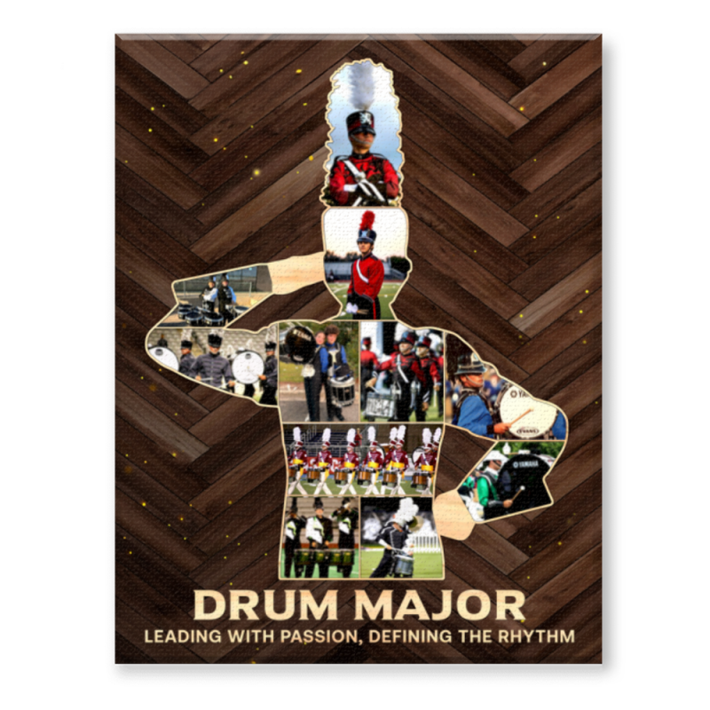 Custom Drum Major Photo Collage Canvas, Band Director Gift, Custom Band Leader Gift, Drumline Graduation Gift, Marching Band Drummer Gift