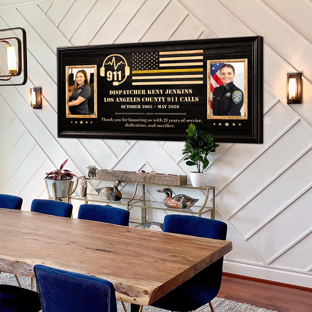 Custom 911 Dispatcher Retirement Gift, 911 Dispatch Officer Gift, Personalized Years of Service Thank You Canvas, Thin Gold Line Retirement Canvas, Emergency Operator Farewell Gift 1 Custom 911 Dispatcher Retirement Gift, 911 Dispatch Officer Gift, Personalized Years of Service Thank You Canvas, Thin Gold Line Retirement Canvas, Emergency Operator Farewell Gift