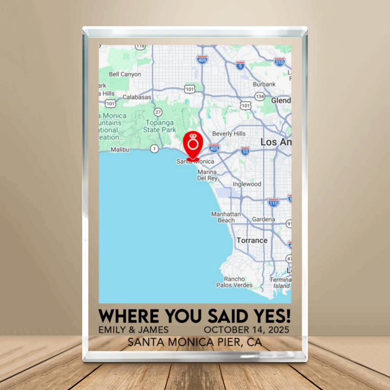 Custom Proposal Map Acrylic Block, Where It All Began Engagement Gift, Where You Said Yes Acrylic Block, Custom Location Map for Boyfriend, Gift for Groom Bride to Be
