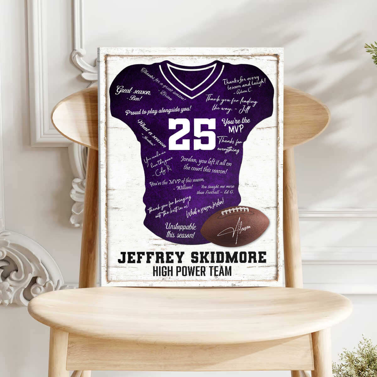 Football Senior Night Gift, Custom Football Player Gift Canvas, Football Jersey Guestbook, End of Season Coach Gift, Football Signature from Team Member