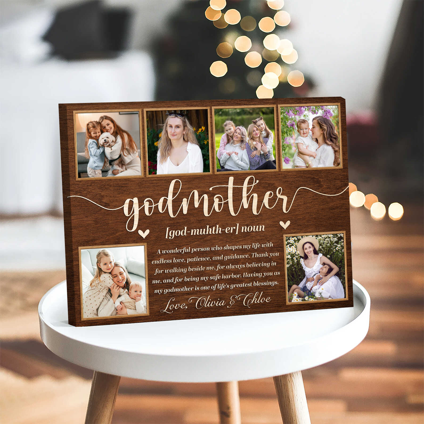Personalized Godmother Gift, Godmother Photo Collage Canvas, Godmother Definition Plaque, Gift from Godchild, Baptism Gift for Godmother