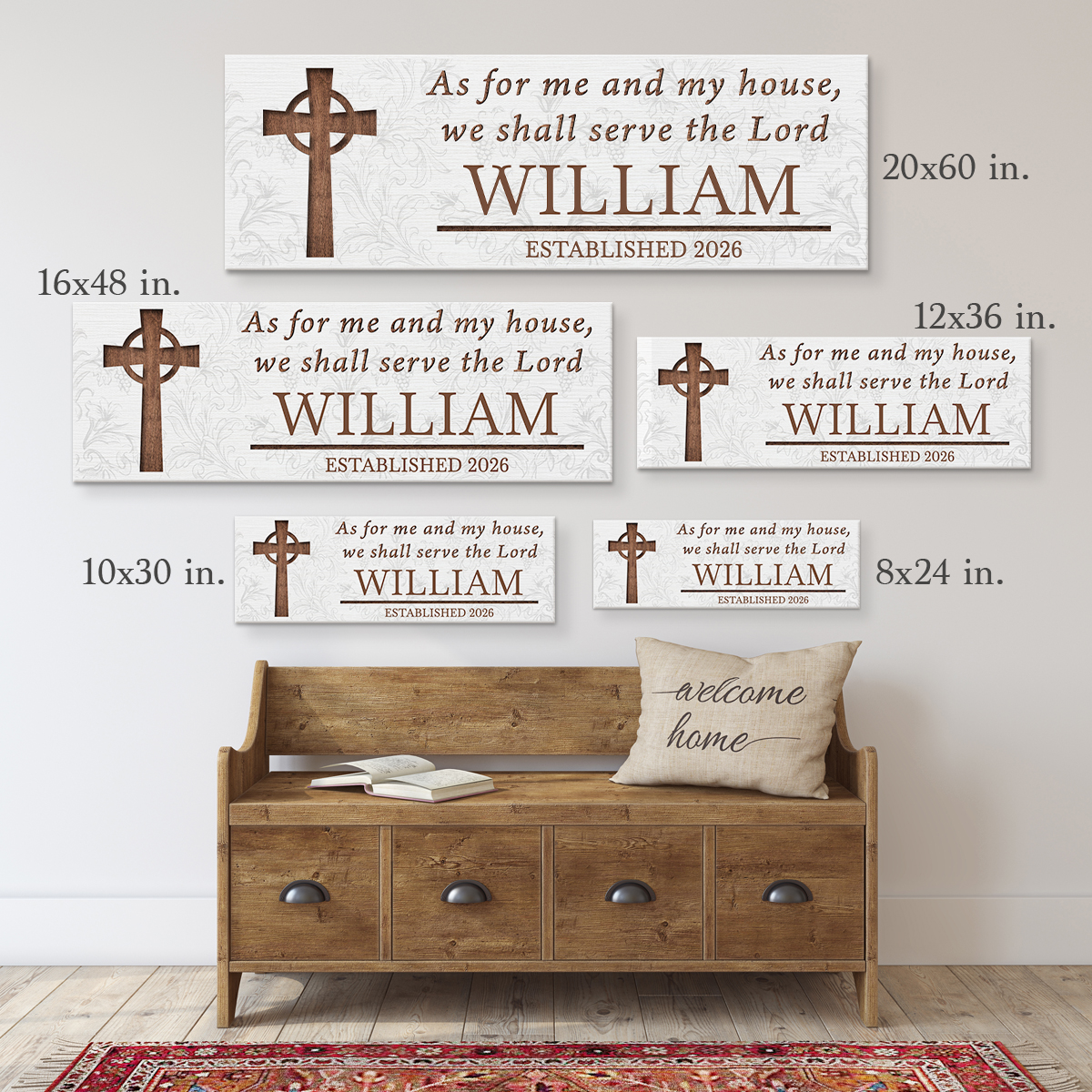 Christian Family Name Sign Canvas, As For Me And My House We Will Serve The Lord, Religious Wall Decor, Housewarming Gift, Wedding Gift For Couple 1 Christian Family Name Sign Canvas, As For Me And My House We Will Serve The Lord, Religious Wall Decor, Housewarming Gift, Wedding Gift For Couple