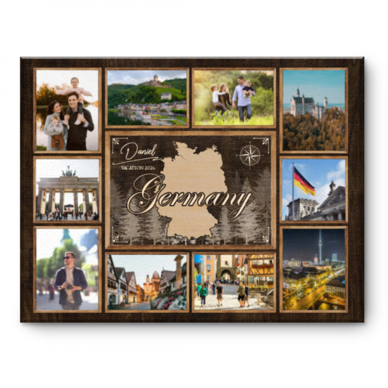 Personalized Germany Travel Canvas, Germany Map Wall Art, Germany Vacation Keepsake, Minimalist Home Decor, Honeymoon Gift