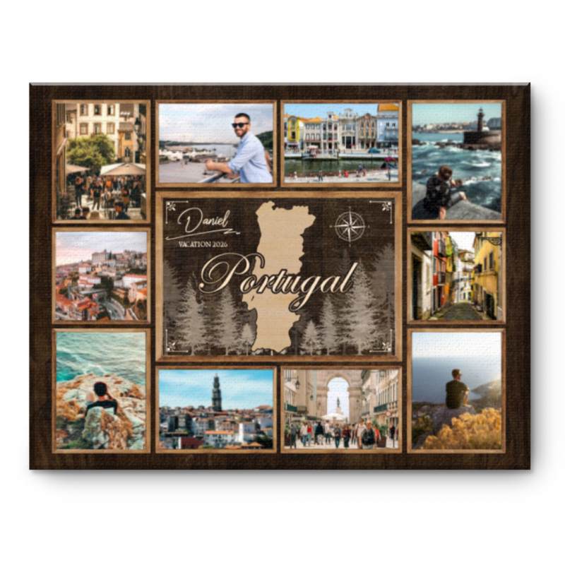 Personalized Portugal Travel Canvas, Portugal Map Wall Art, Portugal Vacation Keepsake, Minimalist Home Decor, Portugal Honeymoon Gift