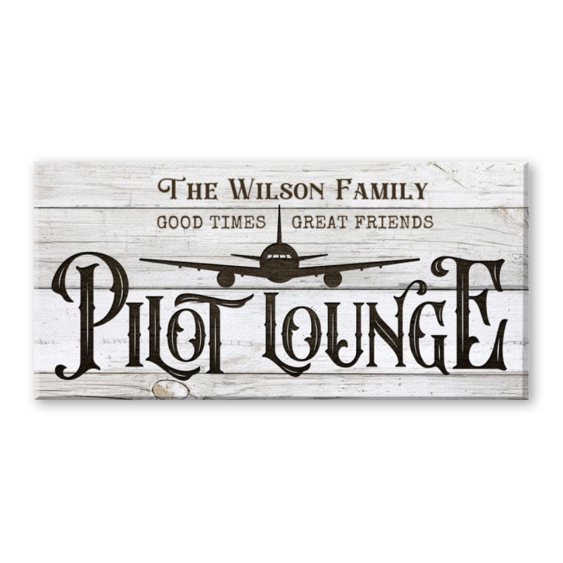 Pilot Lounge Sign Canvas,  Aviation Gifts for Men, Custom Airplane Wall Art, Wall Art For Pilots And Airplane Lovers, Airplane Crew Decor