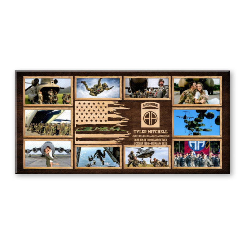 Airborne Appreciation Photo Collage Canvas, Custom Airborne Retirement Gift, Paratrooper Recognition Wall Art, Promotion Gift For Airborne, Airborne Division Wall Decor
