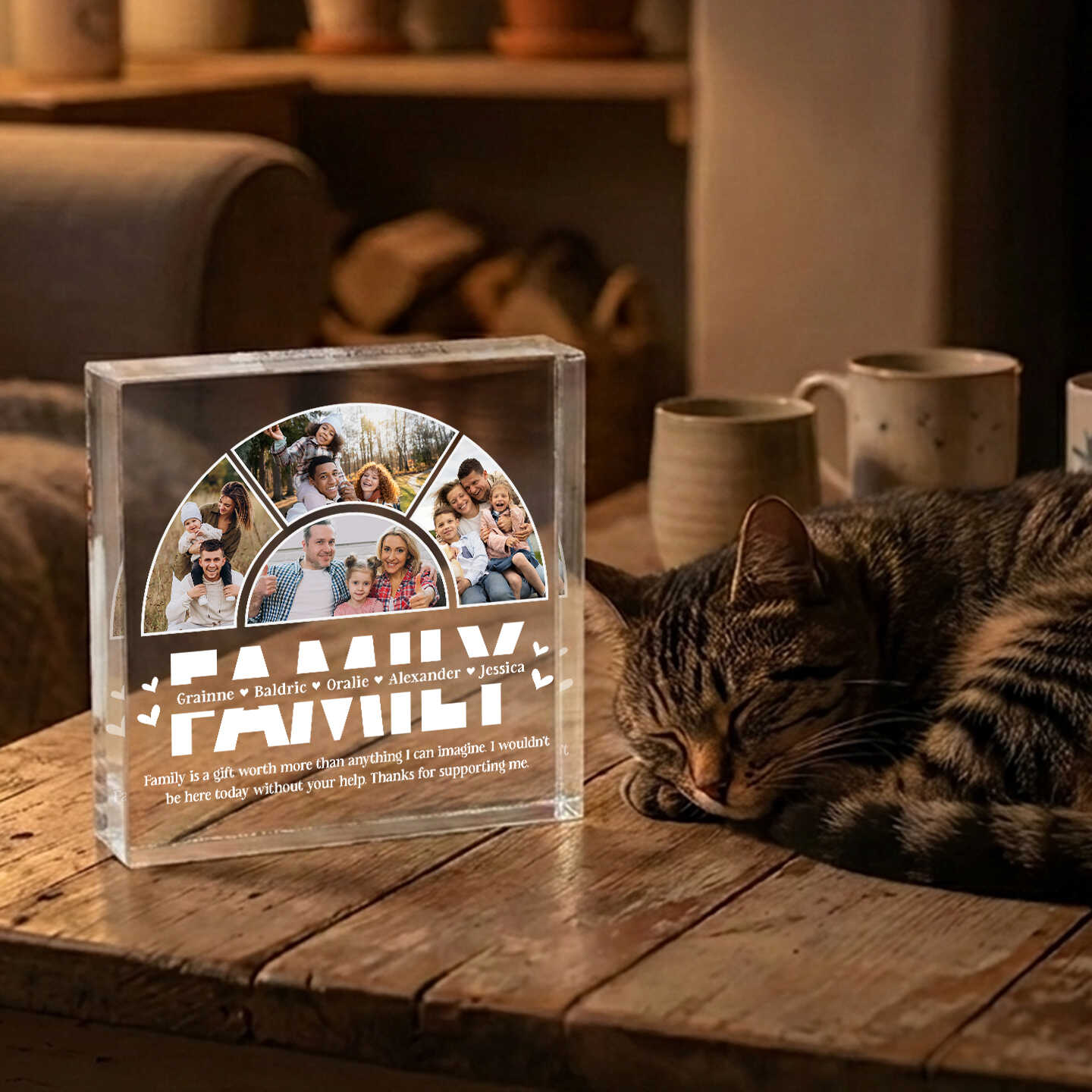 Personalized Family Gift Acrylic, Custom Acrylic Photo Block, Custom Family Photo Plaque, Personalized Gift for Parents, Housewarming Gift