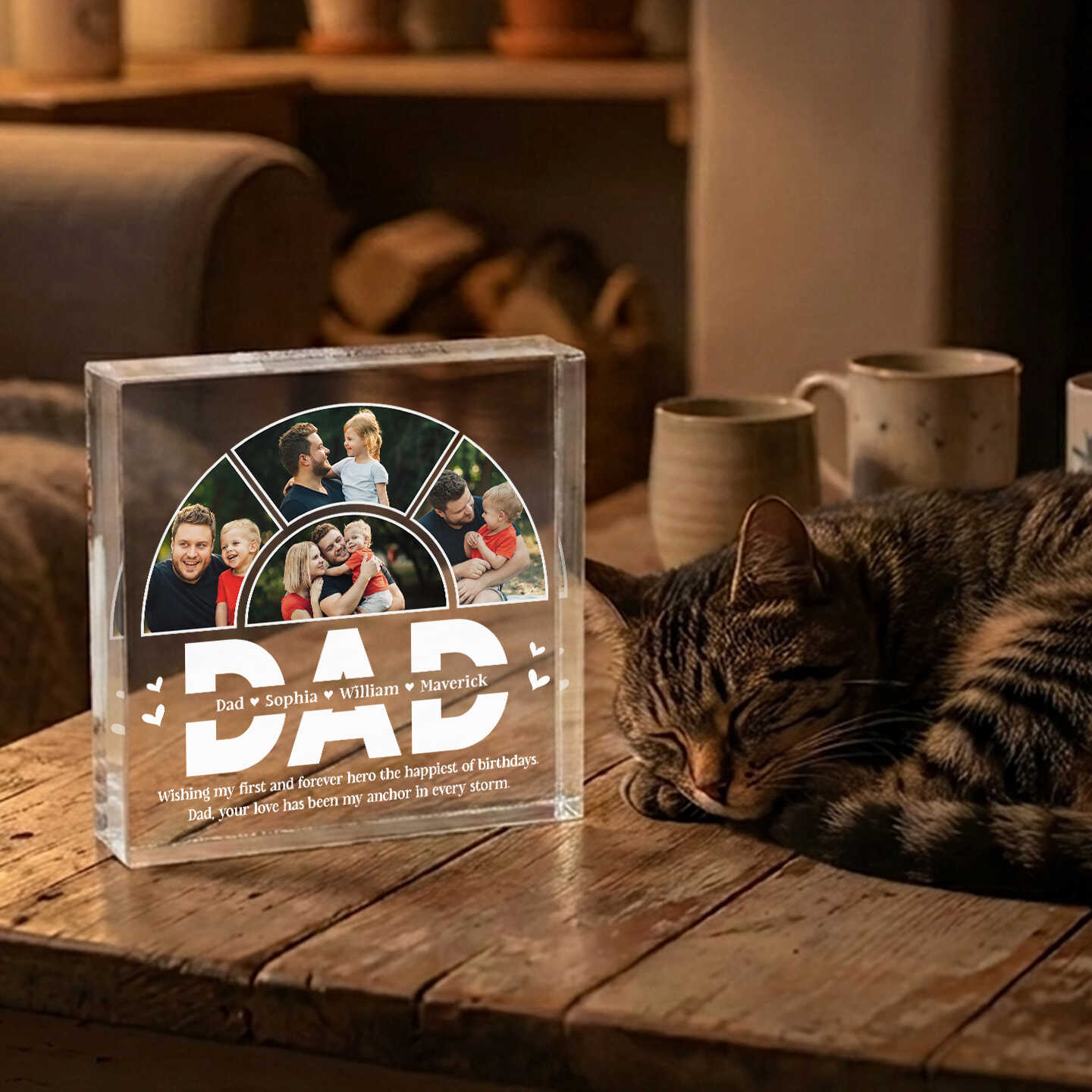 Custom Father Photo Gift, Personalized Acrylic Block Plaque, Meaningful Dad Keepsake, Father's Day Gift for Dad, Personalized Father Gift