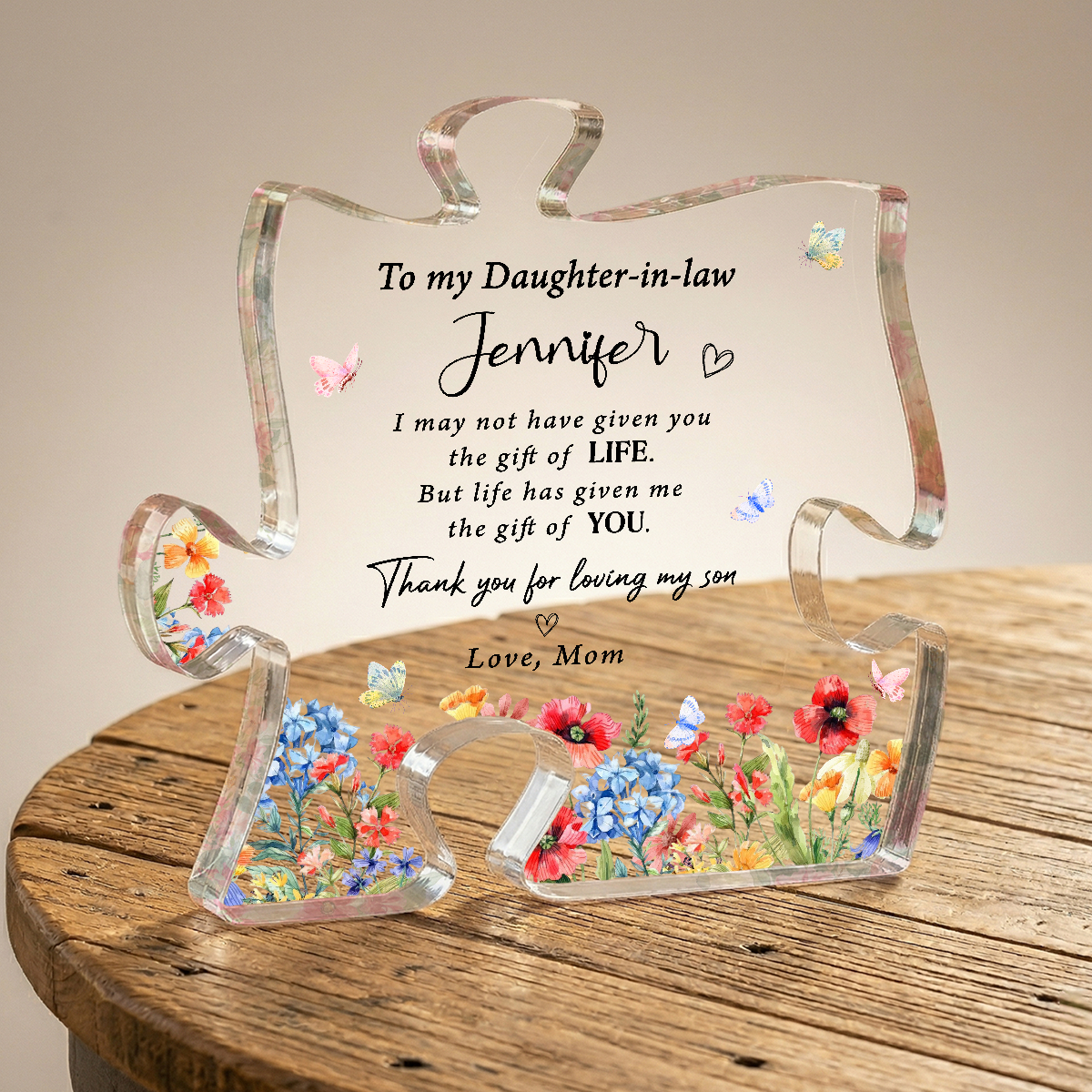 Personalized Daughter In Law Puzzle Acrylic, New Bride Gift Ideas, Gift From Mother, Bride Shower Gift, Wedding Keepsake, Gift For Daughter