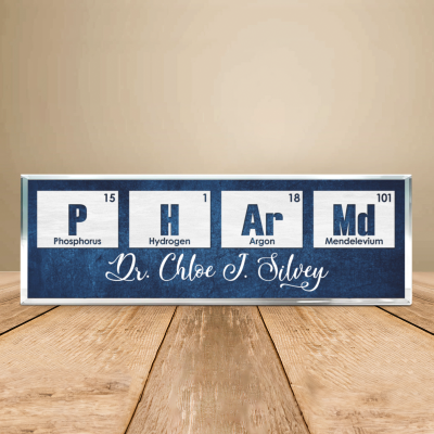 Custom Pharmacist Gift, Doctor of Pharmacy Gift Desk Nameplate, PharmD Graduation Gift, Science Periodic Table NameplatePharmacy Student, Apothecary Sign