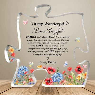 Bonus Daughter Gift From Stepmom, Personalized Bonus Daughter Acrylic Puzzle Piece, Bonus Daughter Birthday Gift, Stepdaughter Present