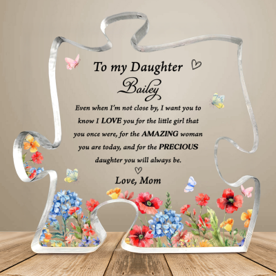Daughter Gift From Mom, Personalized Daughter Acrylic Puzzle Piece, To My Daughter Keepsake Plaque, Mother and Daughter Love Present
