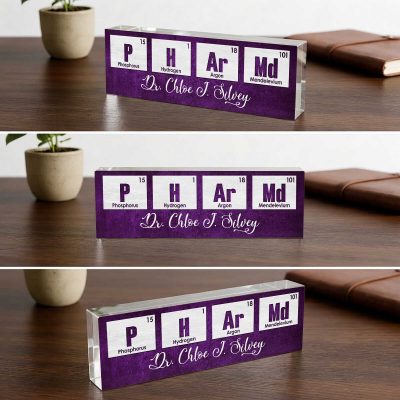 Custom Pharmacist Gift, Doctor of Pharmacy Gift Desk Nameplate, PharmD Graduation Gift, Science Periodic Table NameplatePharmacy Student, Apothecary Sign