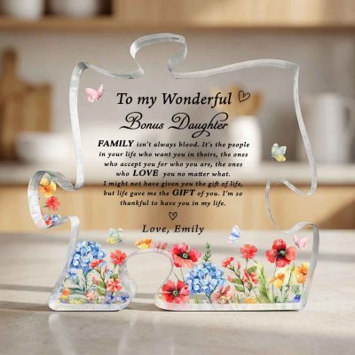 Bonus Daughter Gift From Stepmom, Personalized Bonus Daughter Acrylic Puzzle Piece, Bonus Daughter Birthday Gift, Stepdaughter Present