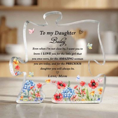 Daughter Gift From Mom, Personalized Daughter Acrylic Puzzle Piece, To My Daughter Keepsake Plaque, Mother and Daughter Love Present