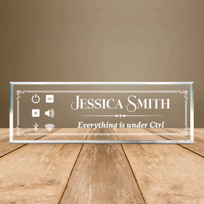 IT Gift Personalized Desk Name Plate, Custom Glass Nameplate for Office, Computer Science Programmer Gift, Software Engineer Desk Sign