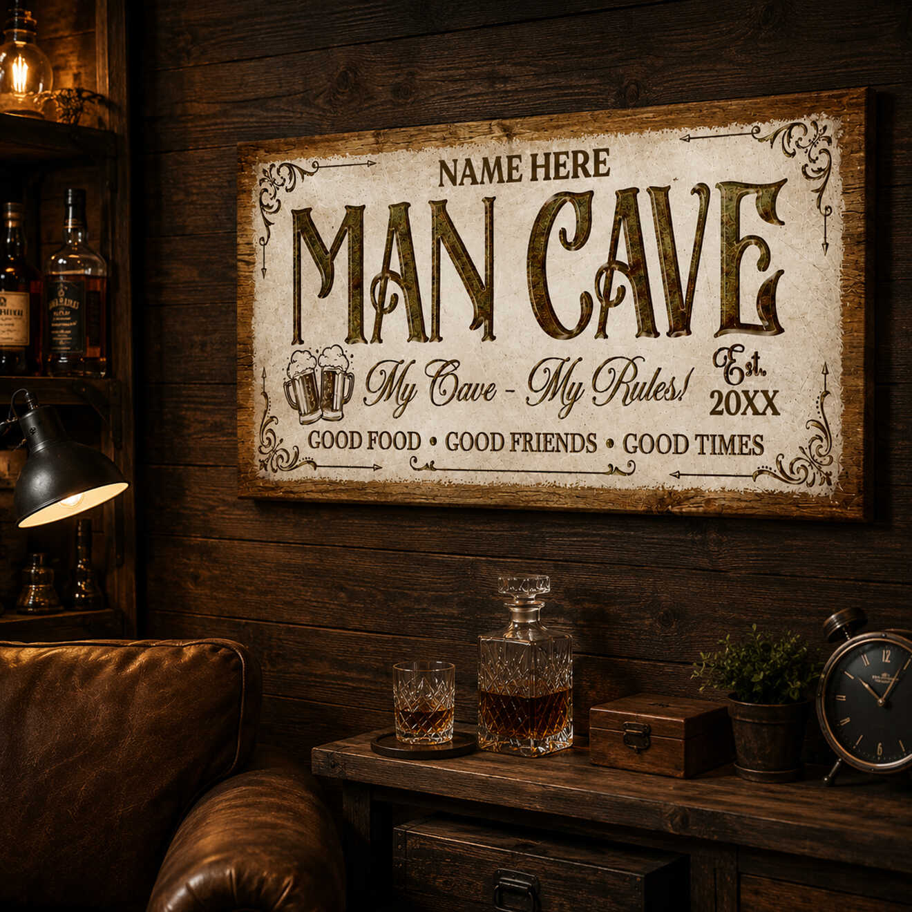 Glass Art Board MAN CAVE インテリアボード Glass Art Board MAN CAVE