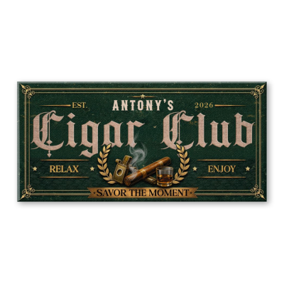 Personalized Cigar Club Sign, Custom Cigar Lounge Decor, Cigar Room Decoration, Cigar Lover Gift