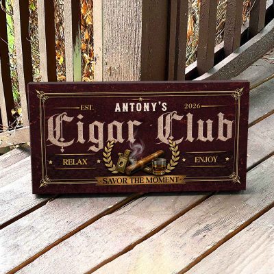 Personalized Cigar Club Sign, Custom Cigar Lounge Decor, Cigar Room Decoration, Cigar Lover Gift