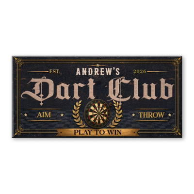 Personalized Dart Club Canvas Wall Art, Dart Player Gift, Gift for Dad, Man Cave Decor, Pub Game Room Canvas