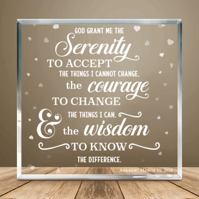 Custom Serenity Prayer Acrylic, Sobriety Gift Ideas, Recovery Gift, Personalized Serenity Prayer Gift, Custom Christian Acrylic Plaque, Religious Home Decor