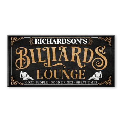 Personalized Billiards Lounge Sign, Custom Pool Room Wall Decor, Vintage Game Room Decor, Man Cave Wall Art, Billiards Lover Gift, Home Decor