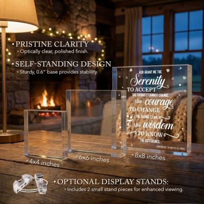 Custom Serenity Prayer Acrylic, Sobriety Gift Ideas, Recovery Gift, Personalized Serenity Prayer Gift, Custom Christian Acrylic Plaque, Religious Home Decor