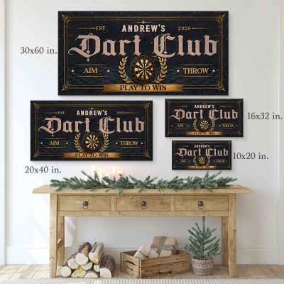Personalized Dart Club Canvas Wall Art, Dart Player Gift, Gift for Dad, Man Cave Decor, Pub Game Room Canvas