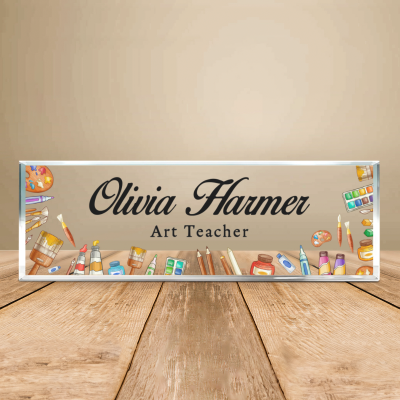 Personalized Art Teacher Desk Name Plate, Custom Teacher Name Sign, Art Teacher Appreciation Gift, Classroom Desk Decor Gift, Gift For Art Teacher