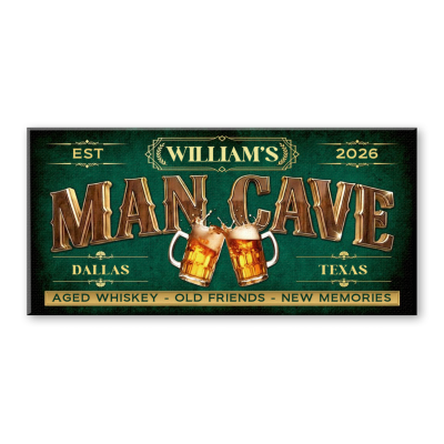 Personalized Man Cave Wall Art, Custom Family Name Canvas, Rustic Drink Beer Sign, Home Bar Decor, Housewarming Gift, Man Cave Gift