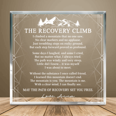Personalized Recovery Climb Acrylic Plaque, Sobriety Anniversary Gift, Addiction Recovery Keepsake, Recovery Prayer Gift, Inspirational Gift