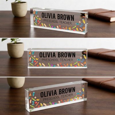 Preschool Teacher Desk Name Plate, Custom Acrylic Teacher Gift, Preschool Teacher Appreciation Gift, Classroom Decor