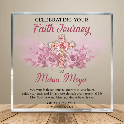 Personalized Faith Journey Acrylic Plaque, Christian Gift for Women, Baptism Keepsake, Religious Gift with Name