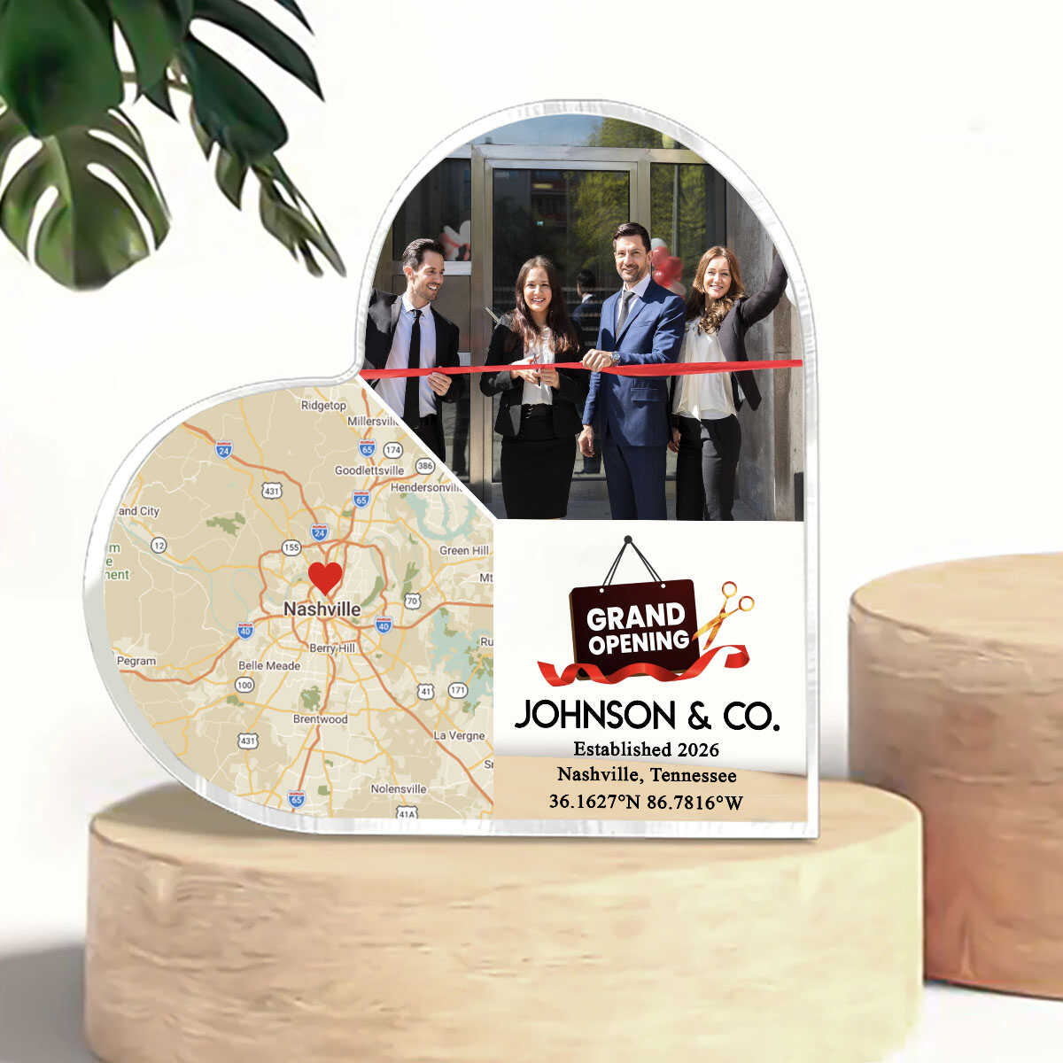 Personalized Business Opening Map Acrylic Plaque, Custom Grand Opening Sign, Business Location Map Keepsake, Office Opening Decor, Entrepreneur Gift