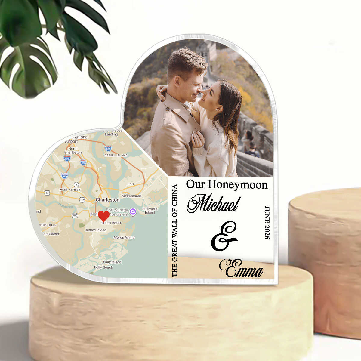 Personalized Honeymoon Location Map Acrylic Plaque, Custom Couple Travel Gift, Wedding Keepsake, Romantic Anniversary Gift, Honeymoon Gift