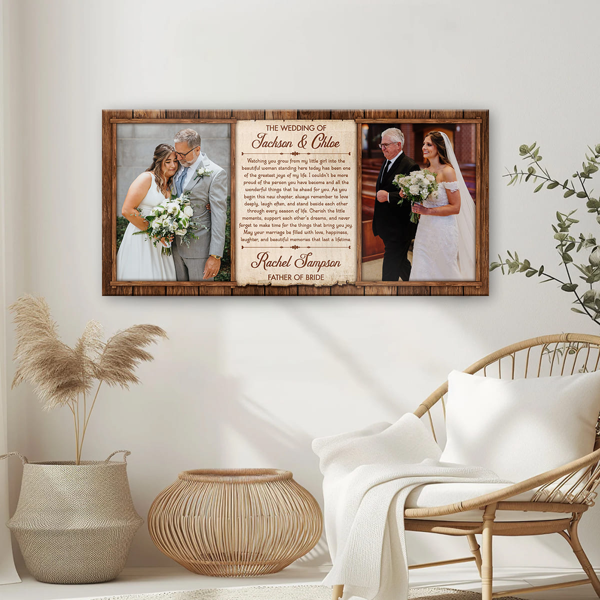 Father of the Bride Wedding Speech Canvas, Personalized Wedding Toast Canvas, Wedding Speech Keepsake from Dad, Bride and Father Photo Gift