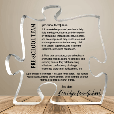 PreSchool Team Definition Puzzle Plaque, Personalized Preschool Team Appreciation Gift, Inspirational Preschool Staff Keepsake, Meaningful Thank You Puzzle Plaque
