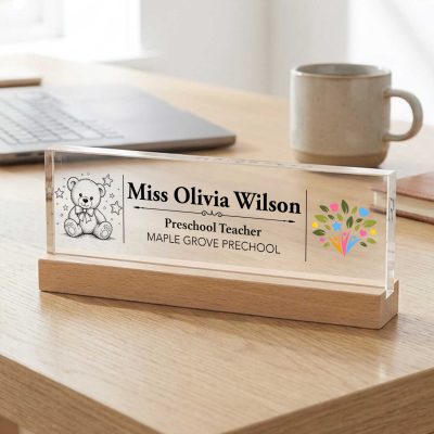 Personalized Preschool Teacher Desk Name Plate, Custom Preschool Teacher Name Sign, Preschool Teacher Desk Plaque, Preschool Classroom Decor, Preschool Teacher Appreciation Gift