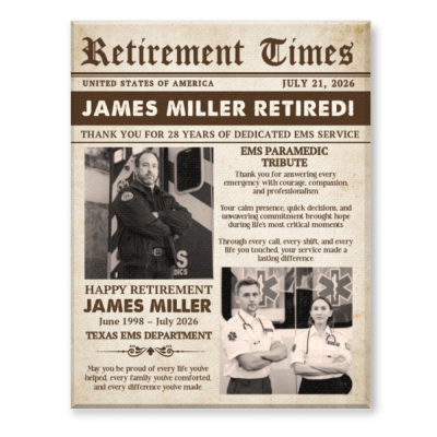 Personalized Paramedic Retirement Gift, EMS Retirement Gift, Custom EMT Photo Canvas, Retirement Gift for Paramedic, EMS Keepsake