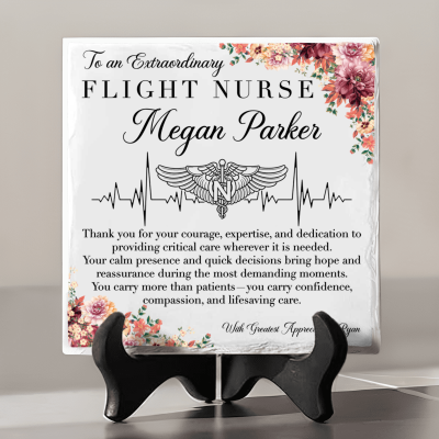 Personalized Flight Nurse Ceramic Tile, Flight Nurse Appreciation Gift, Custom Flight Nurse Thank You Gift, Flight Nursing Gift, Flight Nurse Keepsake Gift