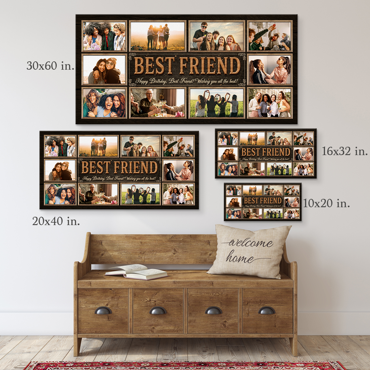 Personalized Best Friend Birthday Gift, Custom Bestie Photo Collage Canvas Wall Art, Birthday Gift for Best Friend Female Male, Bestie Print, Happy Birthday Bestie Gift 1 Personalized Best Friend Birthday Gift, Custom Bestie Photo Collage Canvas Wall Art, Birthday Gift for Best Friend Female Male, Bestie Print, Happy Birthday Bestie Gift