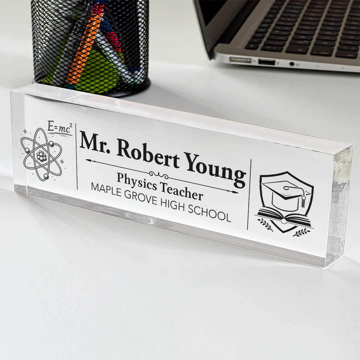 Personalized Physics Teacher Desk Name Plate, Custom Physics Teacher Name Sign, Physics Teacher Desk Plaque, Physics Classroom Decor, Physics Teacher Appreciation Gift