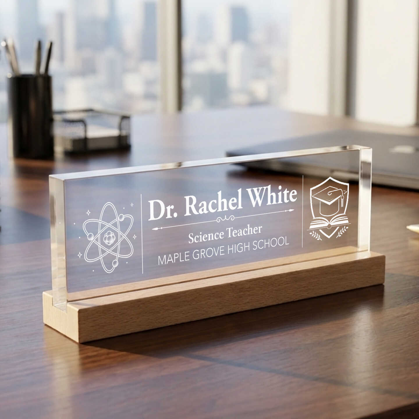 Science Teacher Desk Name Plate, Custom Science Teacher Name Sign, Science Teacher Appreciation Gift, Teacher Office Decor