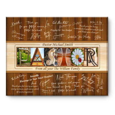Pastor Appreciation GuestBook Canvas, Custom Pastor Gift, Pastor Thank You Gift, Church Family Signature Canvas for Pastor, Gift from Church Family