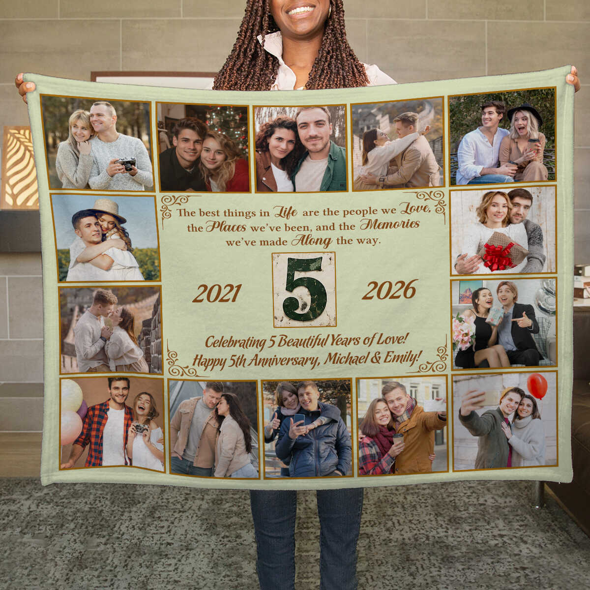 5th Anniversary Photo Blanket, Personalized Anniversary Gift, 5 Years of Marriage Couple Blanket, Custom Wedding Anniversary Keepsake 1 5th Anniversary Photo Blanket, Personalized Anniversary Gift, 5 Years of Marriage Couple Blanket, Custom Wedding Anniversary Keepsake