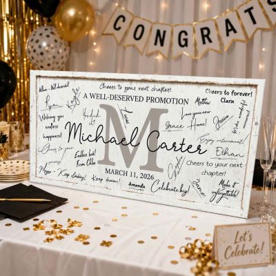 Personalized Job Promotion Guestbook, Custom Promotion Guest Book Sign, Promotion Party Signature Board, Career Milestone Keepsake, Promotion Gift