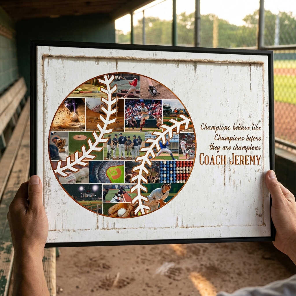 Shop Personalized Gifts - baseball photo collage for coach or player