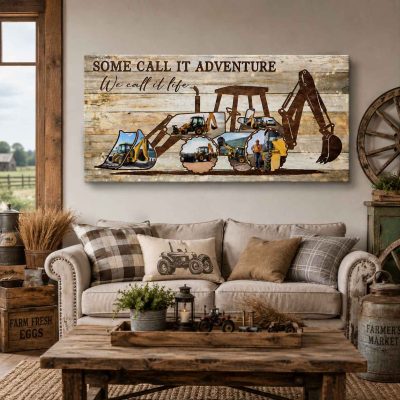 Backhoe Loader Gift for Dad, Backhoe Operator Gift, Construction Worker Gift for Dad, Heavy Equipment Decor, Contractor Garage Wall Art